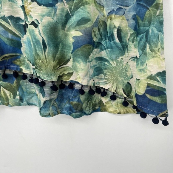 Live And Let Live Boho Floral Butterfly Top Embellished High Low Pom Trim Size S - Picture 4 of 9